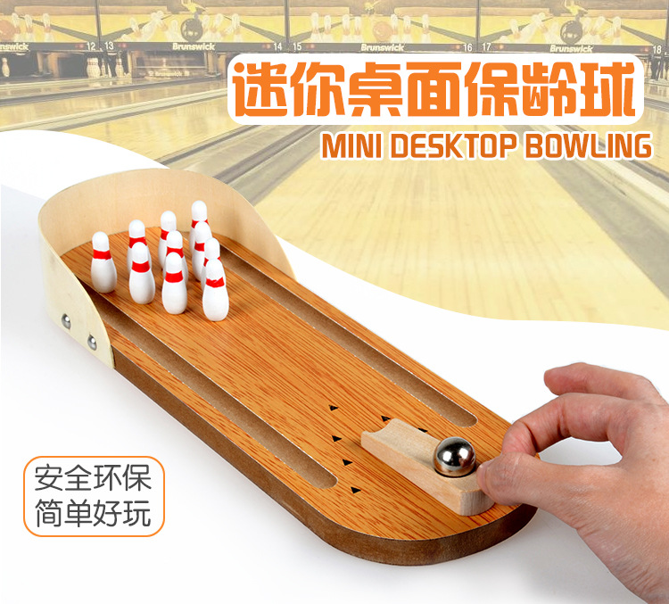 Bộ Đồ Chơi Bowling Mini Bằng Gỗ Để Bàn Thú Vị Cho Bé