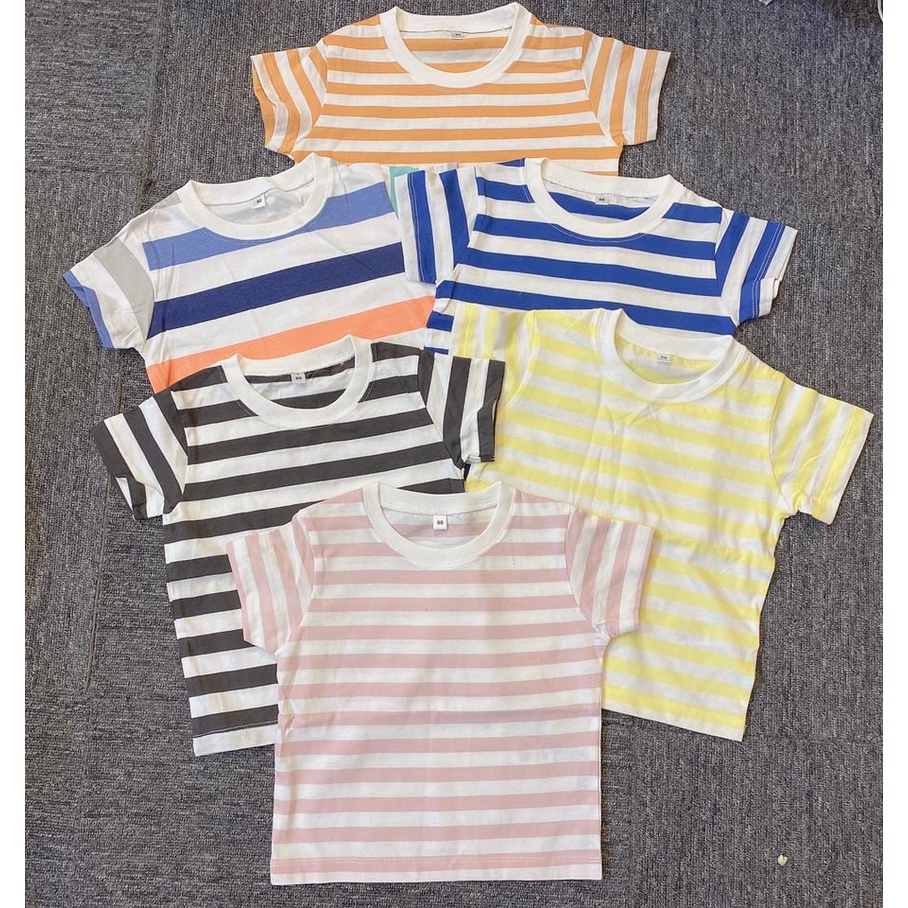 Áo Thun Kẻ Cho Bé Trai Bé Gái Xuất Nhật Muji Mềm Mại Cotton Kẻ Ngang