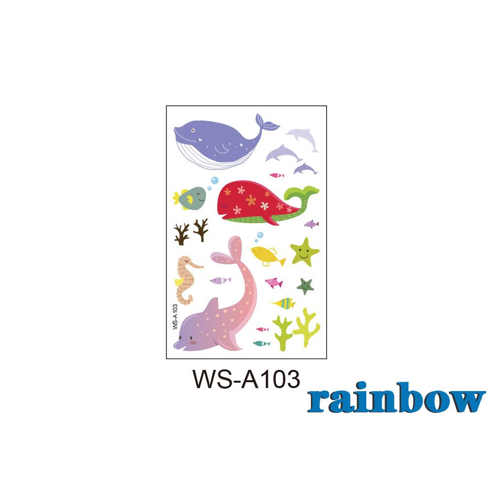 (hàng Mới Về) Hình Xăm Dán Tạm Thời Hình Cá Heo / Đại Dương Dễ Thương Chống Thấm Nước Lâu Trôi Cho Bé