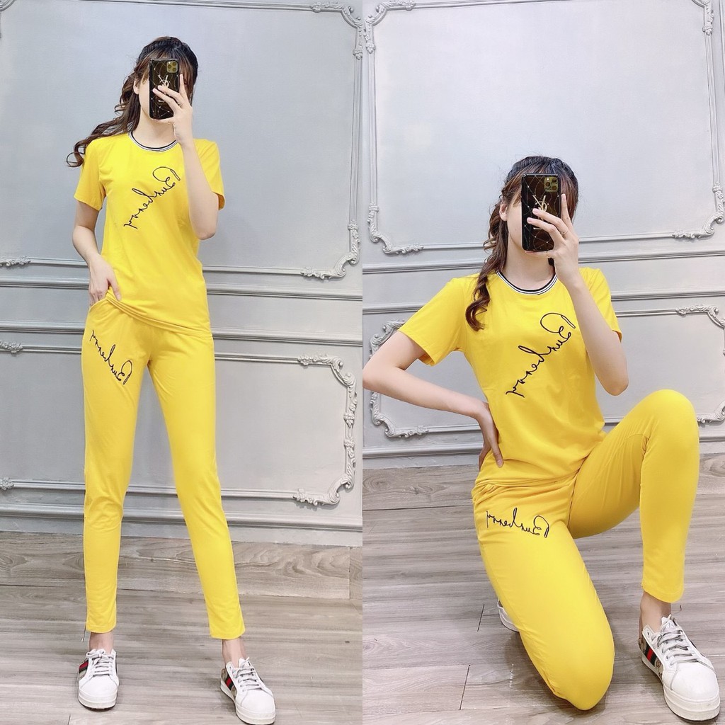 Set bộ thun cotton mềm mịn thấm hút mồ hôi, màu sắc năng động, trẻ trung, size 45-65kg-(579KN)
