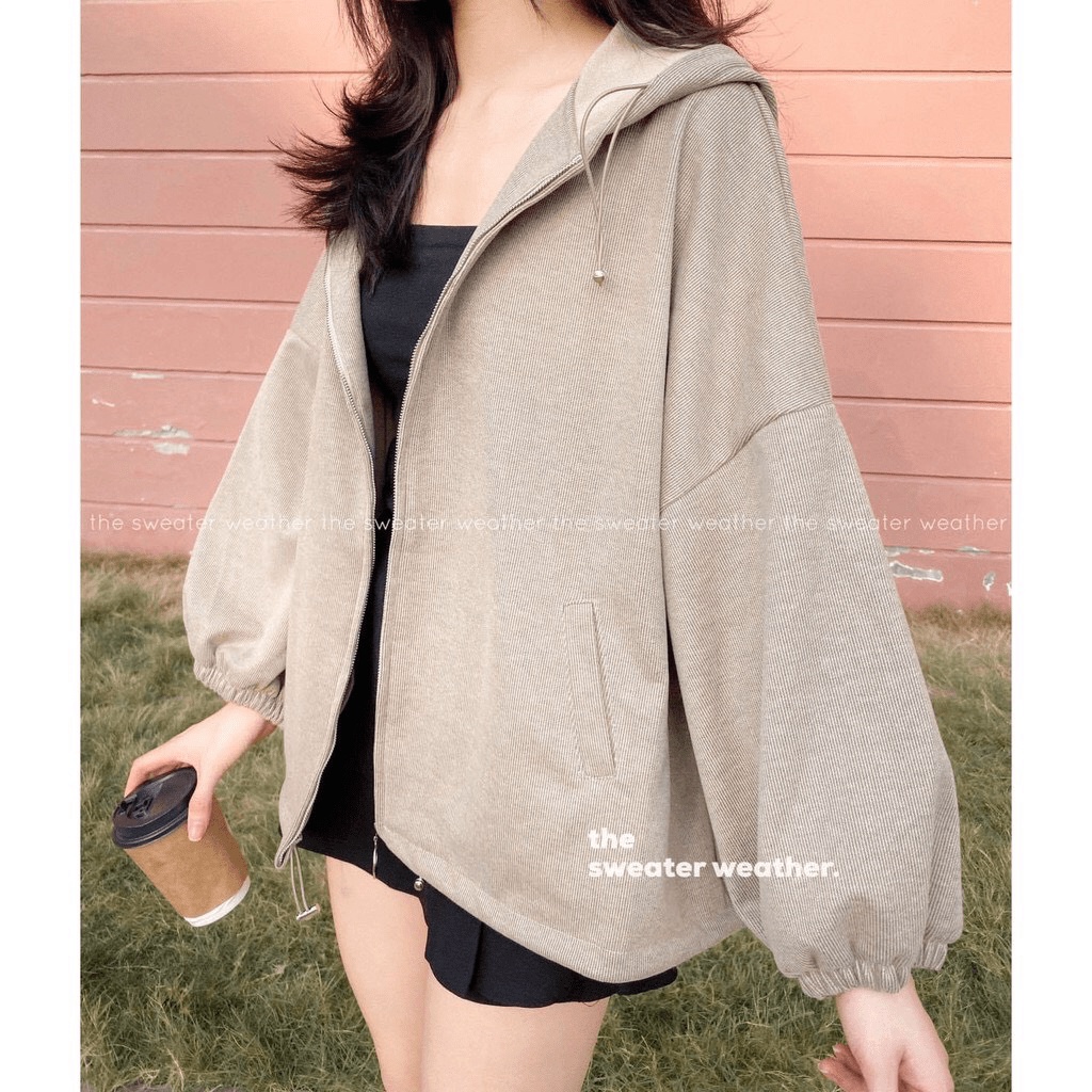 ÁO KHOÁC HOODIE NỮ FORM RỘNG VẢI NHUNG SIÊU ĐẸP THIẾT KẾ DÂY KÉO TÚI TIỆN LỢI - PHONG CÁCH THỜI TRANG - TP [NewUnisex]