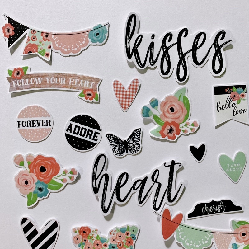 Die cut sticker romance - tình yêu, trang trí love box, scrapbook, khung ảnh 3D