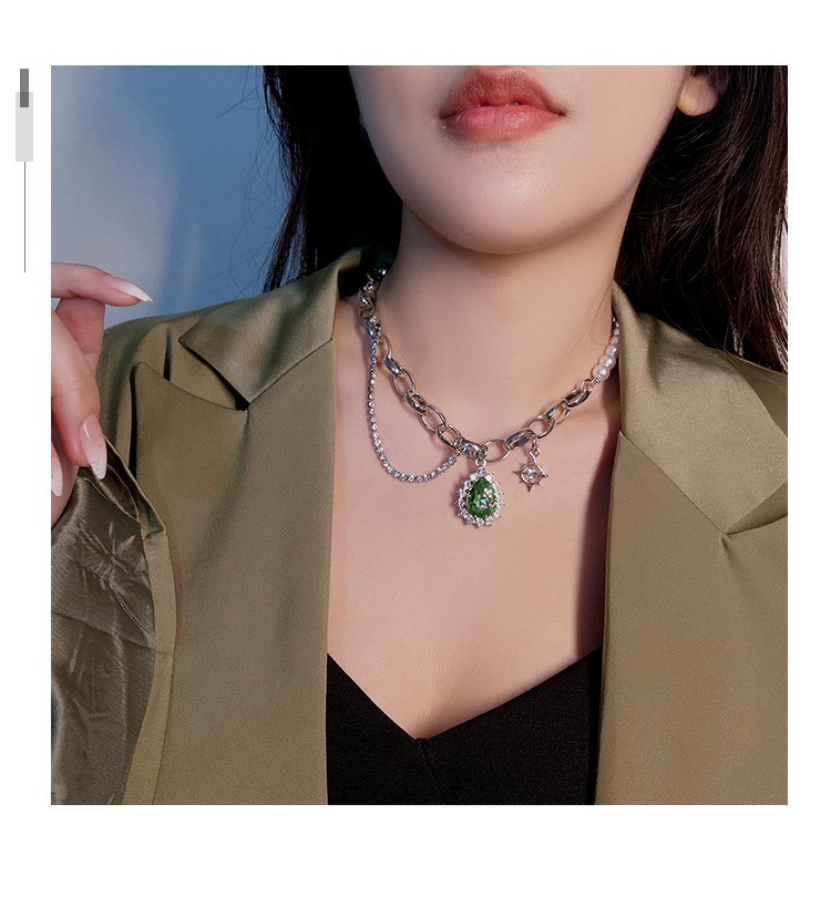 Vòng cổ màu ngọc lục bảo thời trang sang trọng 22870