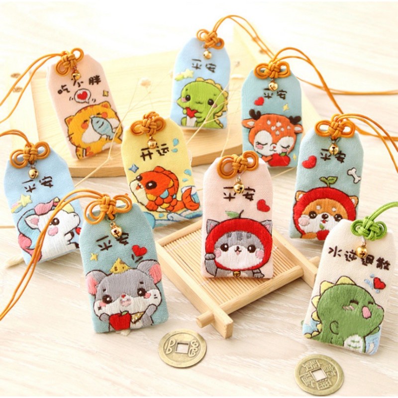 DIY Gói nguyên liệu tự thêu túi thơm Omamori đáng yêu lenmade