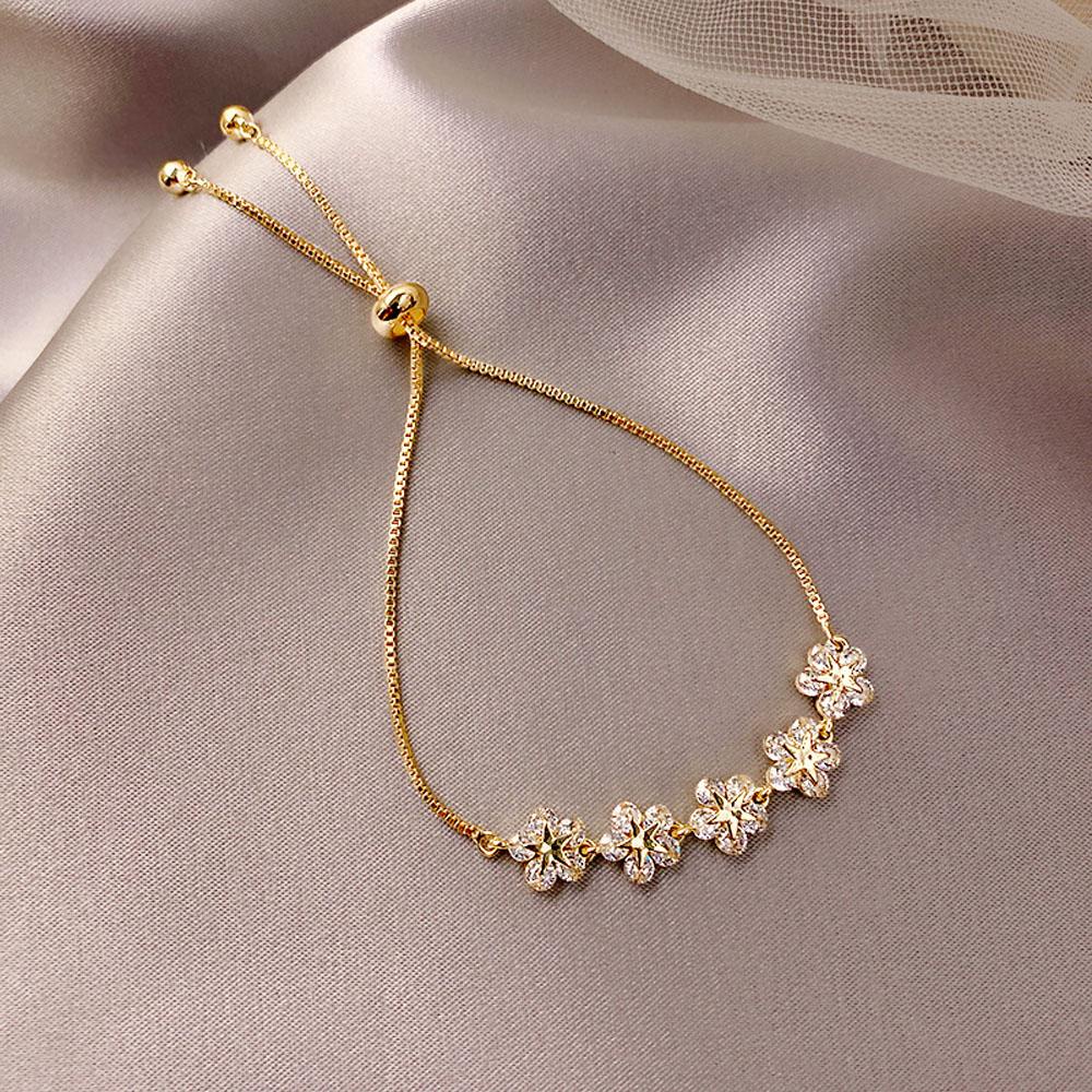 Lắc Tay Đính Hoa Và Ngôi Sao Thanh Lịch Có Thể Điều Chỉnh Cho Nữ