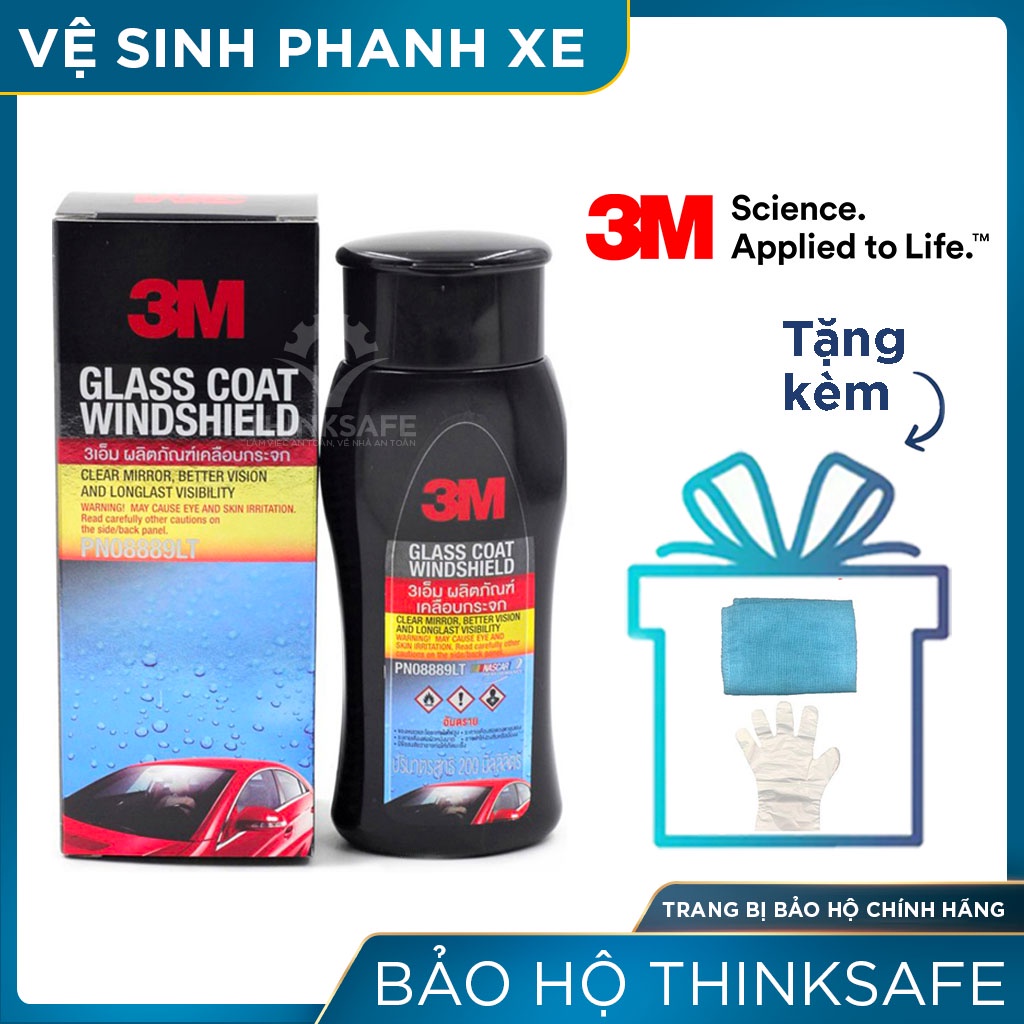 Dung dịch chống bám nước trên kính xe 3M 08889LT Glass Coat windshield (200ml) - Bảo Hộ Thinksafe