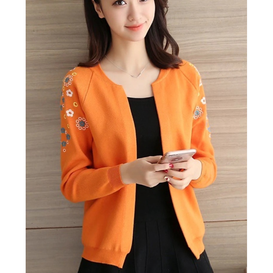 Áo Len Nữ Cardigan Áo Khoác Len Kiểu Hàn Quốc Thêu Hoa ALN020 ShopMaySG Hàng Chất Lượng Và Có Sẵn