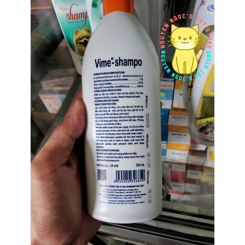  Sữa tắm trị ve rận bọ chét cho chó mèo và thú cảnh VIME - SHAMPO VEMEDIM 300ml