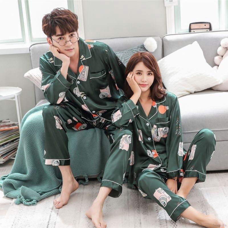 Bộ Đồ Ngủ Tay Dài In Hình Máy Ảnh Phong Cách Hàn Quốc