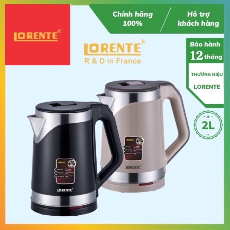 [Mã ELHADEV giảm 4% đơn 300K] Ấm siêu tốc cao cấp Lorente LT-3099- LT 3088 Bình đun siêu tốc dung tích 2,2L chính hãng