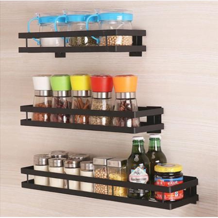 Kệ để gia vị 1 tầng đen tabi dán tường nhà bếp không khoan đục