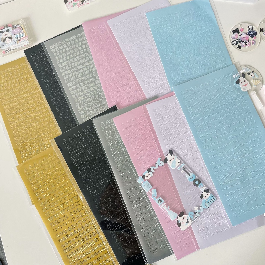 Sticker Chữ Dán Trang Trí Phong Cảnh Màu Hồng / Xanh Dương / Trắng