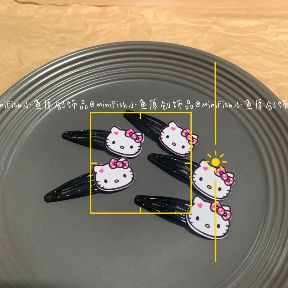 Kẹp tóc màu đen hình hello kitty phong cách cổ điển