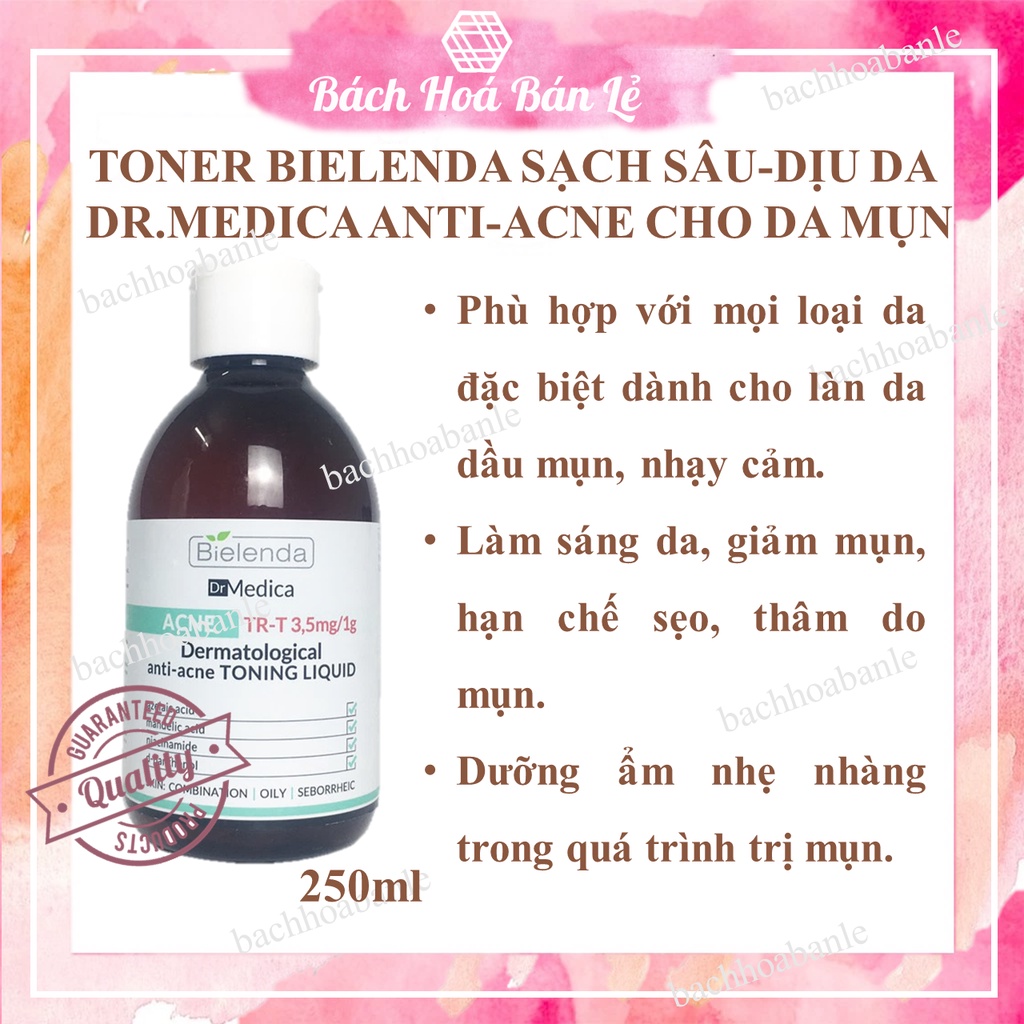 Toner Bielenda Dr Medica Anti-acne Dermatological Toning Liquid làm sạch sâu &amp; dịu da