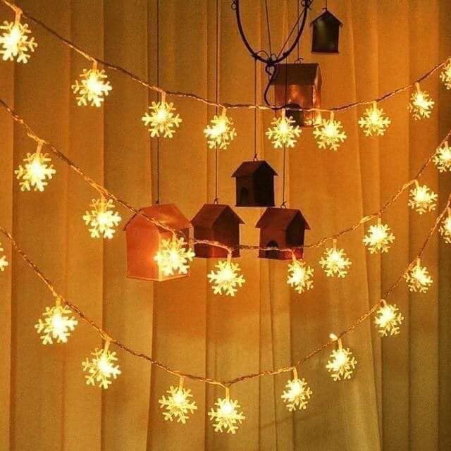 Đèn nháy trang trí hình bông tuyết  dây đèn led trang trí Decor Phòng, dây đèn nháy hoa tuyết trang trí tết