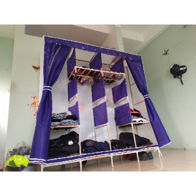 Tủ vải khung gỗ 4 buồng 8 ngăn