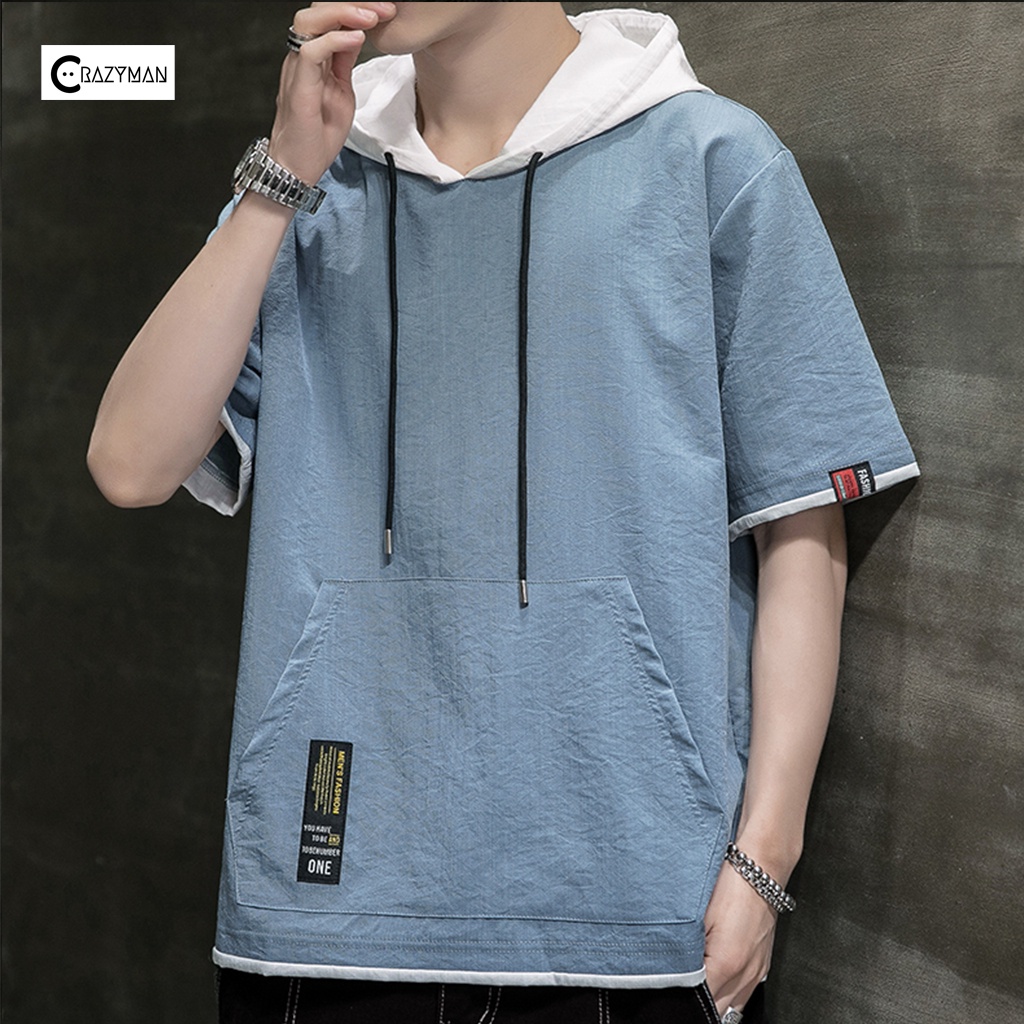 Áo sơ mi tay ngắn nam nữ unisex form rộng basic,áo sơ mi nam tay lỡ có mũ trùm đầu cực trẻ trung năng động