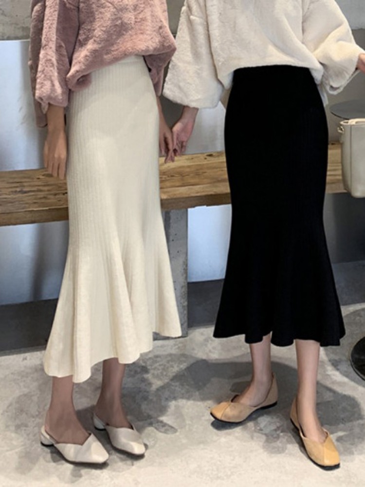 Chân váy bút chì dài 2021, chân váy dài qua gối xòe lưng cao đẹp màu đen, trắng thời trang công sở | BigBuy360 - bigbuy360.vn