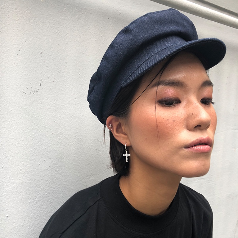 1 đôi bông tai dáng dài hình chữ thập đính đá phong cách vintage thanh lịch cho nữ