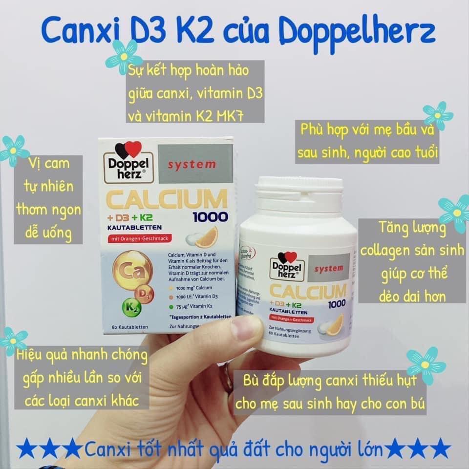 Bổ sung canxi Calcium 1000 + D3 + K2 Doppel Herz