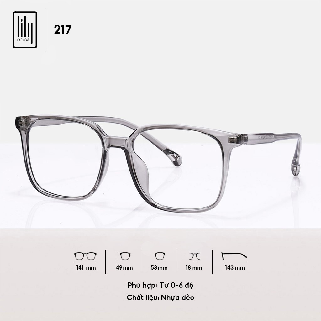 Gọng kính mắt nam nữ Lilyeyewear chất liệu nhựa dẻo mắt vuông to đi đường chống bụi 22317