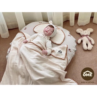 [CHÍNH HÃNG] Set chăn 4 lớp + lót đầu 8 lớp OME vải xô phong cách Hàn Quốc