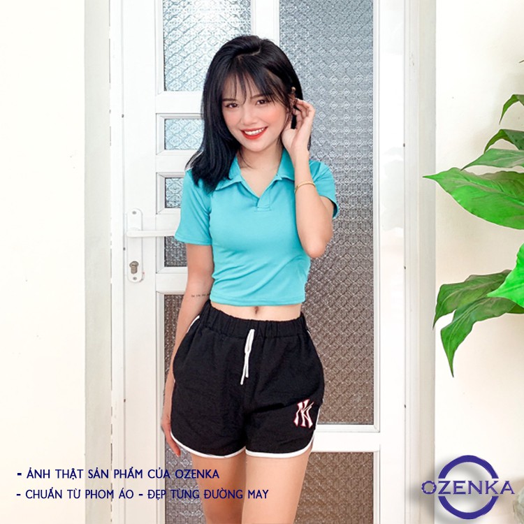 Áo polo croptop nữ , áo crt có cổ dáng ôm cộc tay đẹp mát OZENKA CRT 441