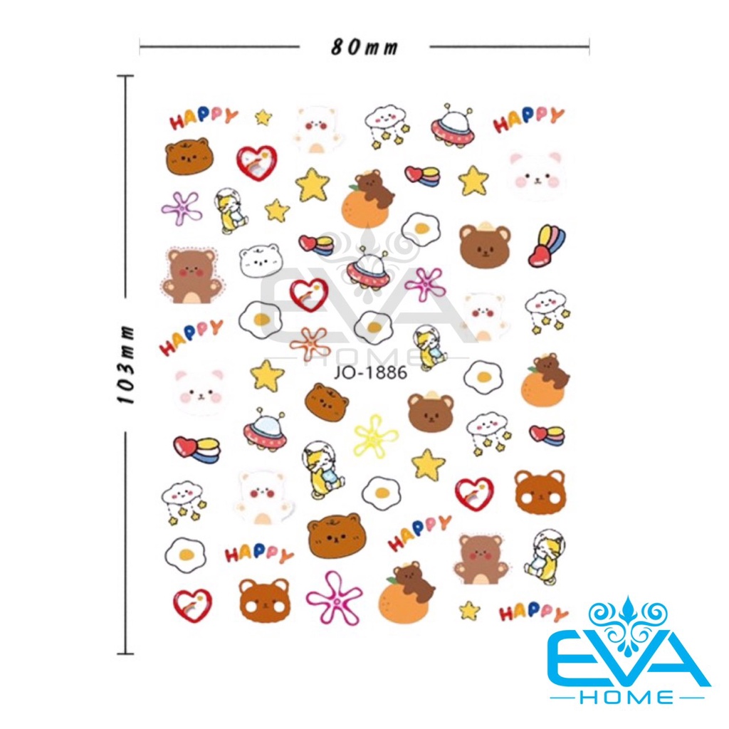 Sticker Dán Móng Tay 3D Dạng Decal Dán Móng Chống Nước Joyful Nails Hoạ Tiết Line Emoji Nhiều Mẫu JO1881 - JO1886