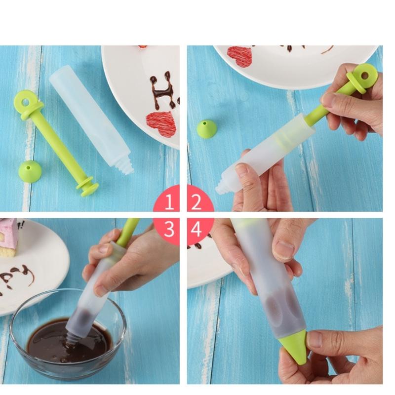 Bút Viết Chữ Trang Trí Bánh Kem, bơm được Socola và kem Tiện Dụng Cho Nhà Bếp