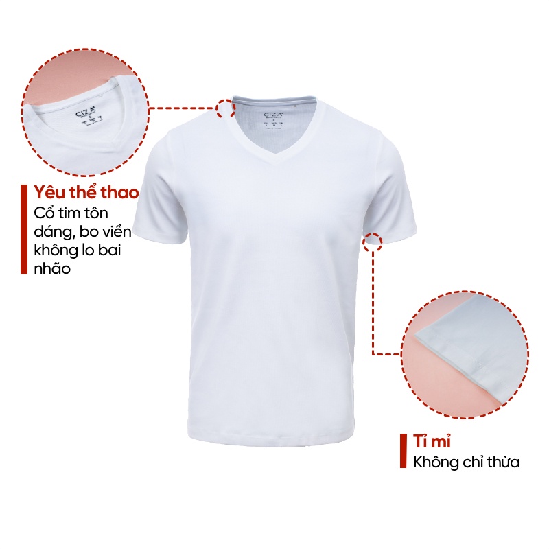Áo thun phông nam ngắn tay cổ tim Ciza vải cotton lạnh co giãn 4 chiều thời trang thoáng mát ATNY02 | BigBuy360 - bigbuy360.vn