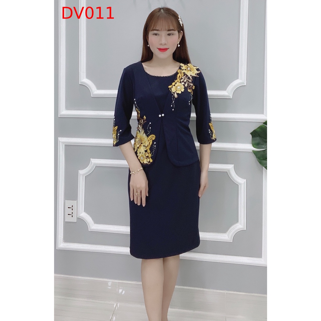 Đầm Nữ Thiết Kế Họa Tiết Cao Cấp Siêu Hot 2022 - Váy Đầm Trung Niên - DV011