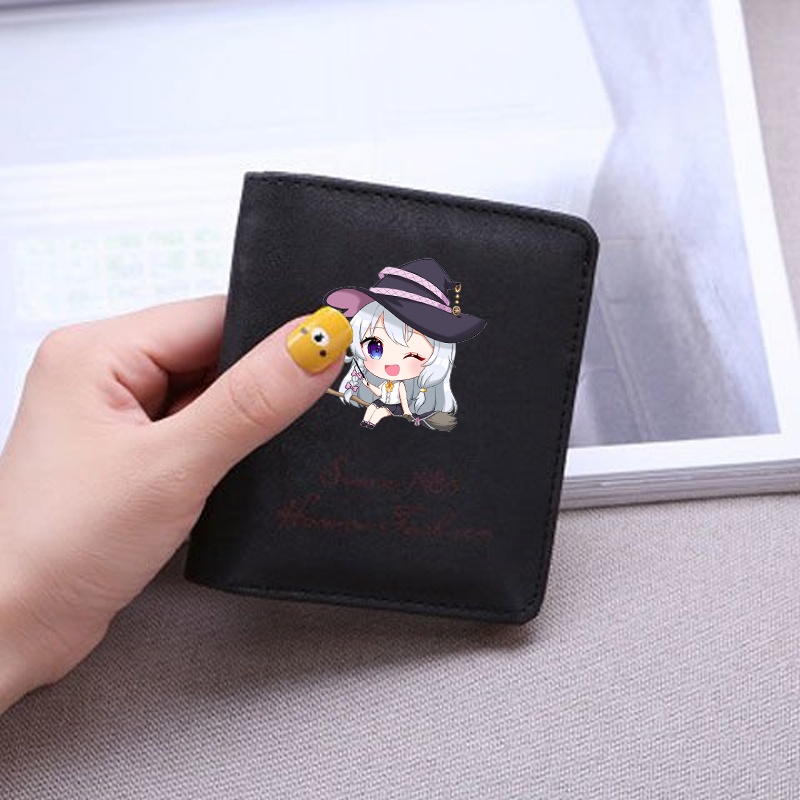 Ví ngắn đen cầm tay IN HÌNH HÀNH TRÌNH CỦA ELENA đựng vật dụng nhỏ anime chibi