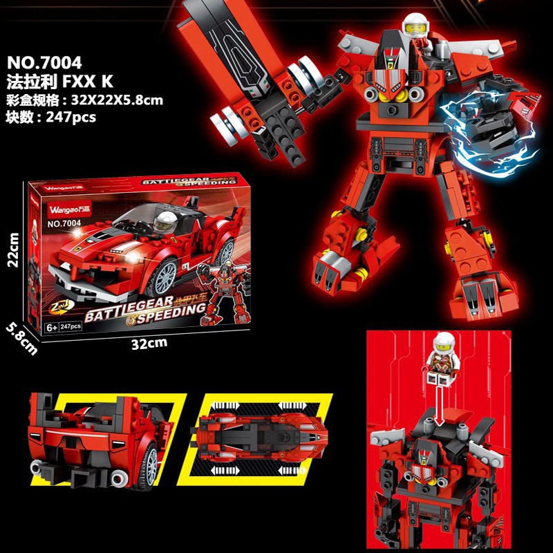 [Hàng Có Sẵn] Đồ Chơi Lắp Ghép Lego, Lắp Ráp Xe Đua Super Racing Robot Model 7001-7004 Với 250+ Mảnh Ghép
