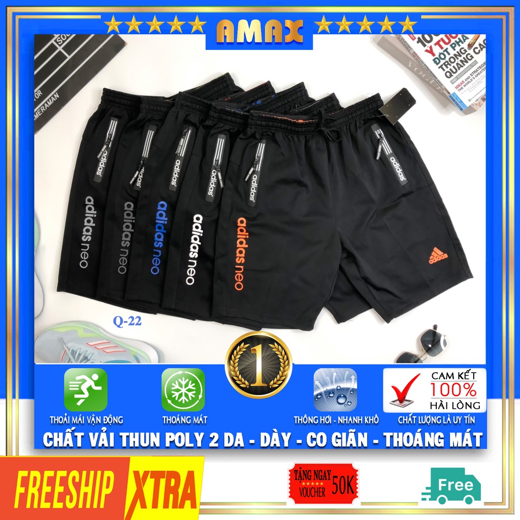 Quần sọt nam cao cấp đẹp Q22 quần short nam giá rẻ đùi nam lưng thun adidas có size lớn cho người mập big size