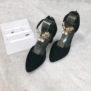 [ FREE SHIP ĐƠN HÀNG 99K ] Giày Cao Gót Kín Mũi Vòng Cổ Hạt Châu 7 phân