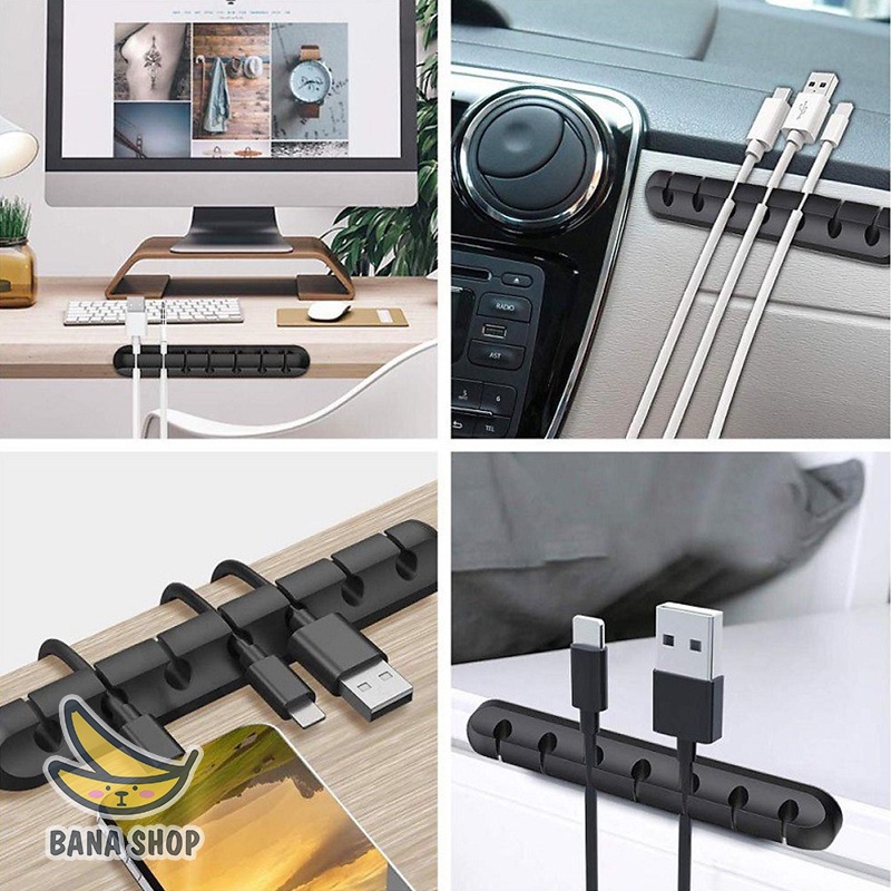 Đế dán / Kẹp giữ cố định chống rối dây cáp sạc điện thoại, tai nghe, dây phụ kiện đa năng