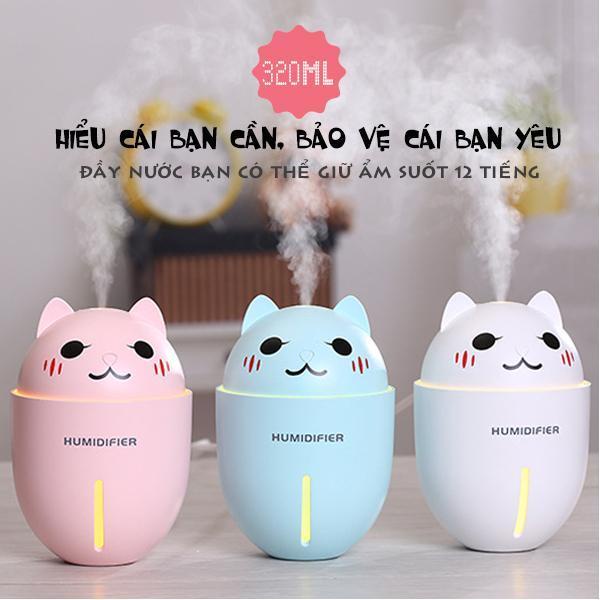 Mua 1 được 3 PHUN SƯƠNG TẠO ẨM 3in1 - Đèn, quạt, phun sương hình con mèo siêu Cute