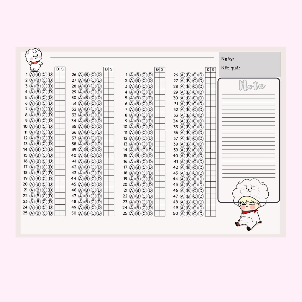 Phiếu Trả Lời Trắc Nghiệm Do Octopus27 Thiết Kế