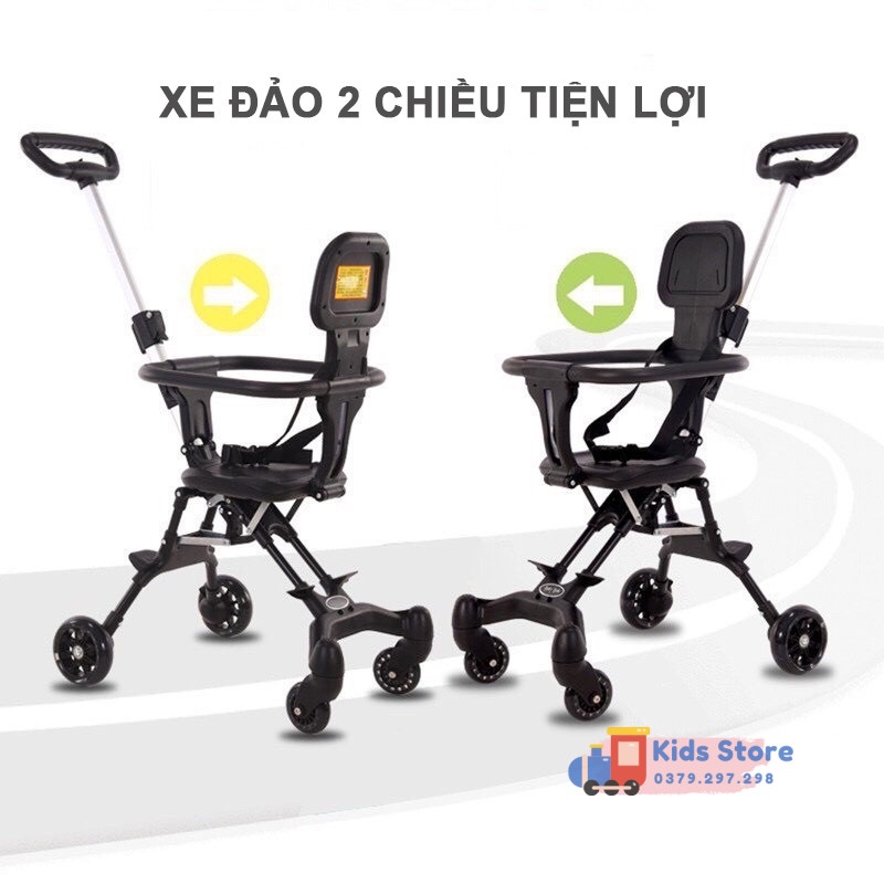 Xe Đẩy Gấp Gọn Siêu Nhẹ, Xe Đẩy Cho Bé Đảo 2 Chiều Tiện Lợi, Có Đệm Và Mái Che Dễ Dàng Đi Du Lịch