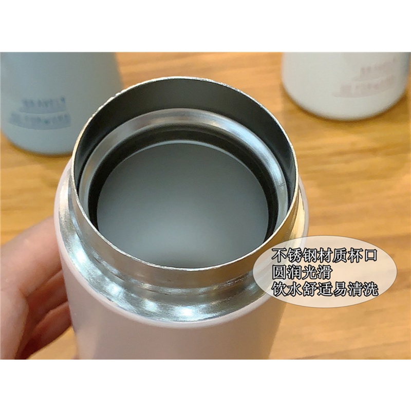 Bình Nước Giữ Nhiệt Mini Bằng Thép Không Gỉ Tay Cầm Silicone Thiết Kế Đơn Giản Cho Nữ