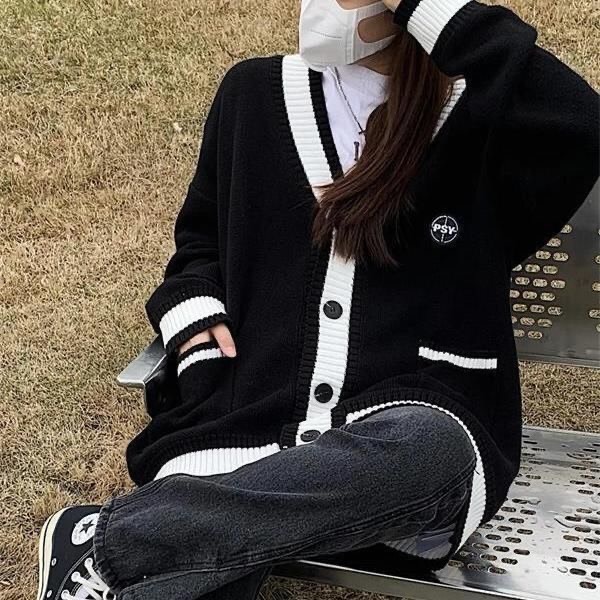 Áo khoác cardigan PSY len basic dáng rộng ulzzang Hàn Quốc