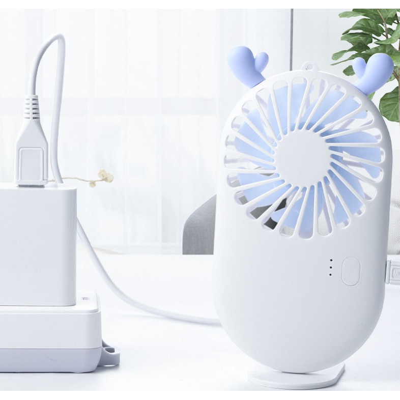 Quạt Mini cầm Tay Tích Điện 3 Chế Độ Quạ Tích Điện Cầm Tay Có Đế để bàn