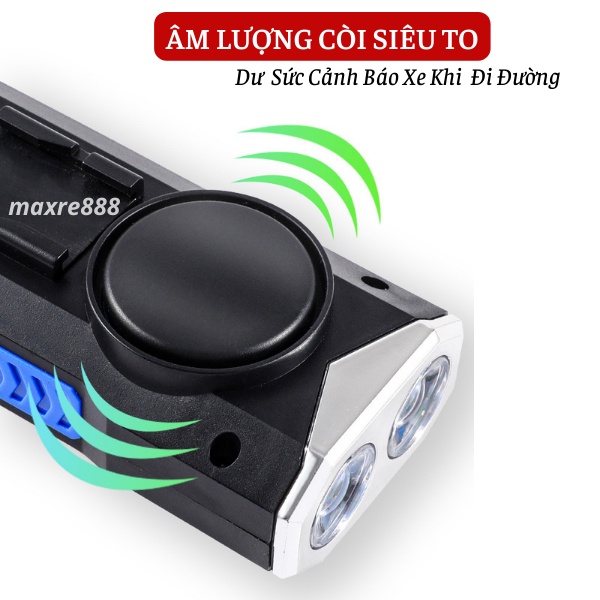 Đèn Xe Đạp Xe Máy LED LY22 Cảnh Báo An Toàn Chống Thấm Nước Gắn Trước Sau Xe Đạp Cao Cấp-có còi pin sạc usb led