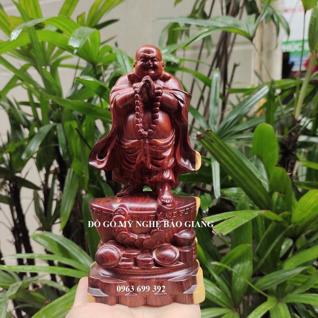 Tượng phật di lặc gỗ trắc dây cao 20 cm mẫu mới năm 2022