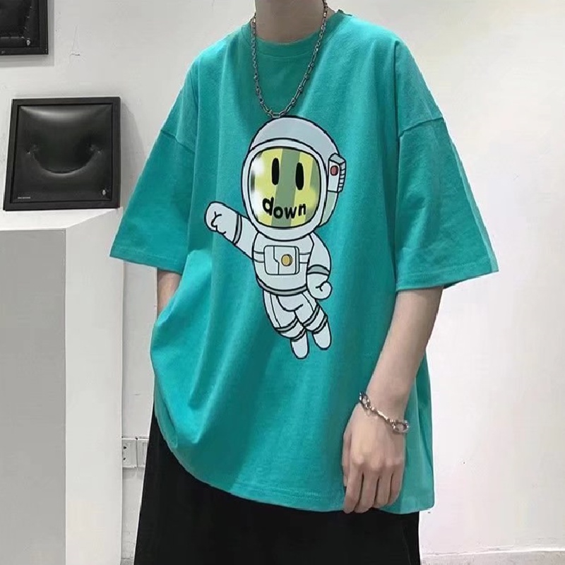 Áo Thun Tay Ngắn Dáng Rộng In Hình Phi Hành Gia Kiểu Hip-Hop Nhật Bản Thời Trang Mùa Hè Cho Nam Và Nữ Cỡ M-8XL