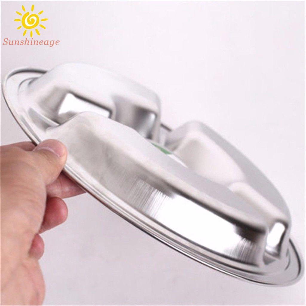 Stainless Steel 3 Compartment Divided Plate Food Serving Lunch Dinner Dish Tray