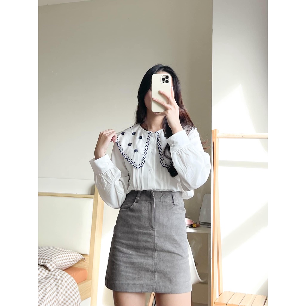 Chân váy chữ A nhung trơn