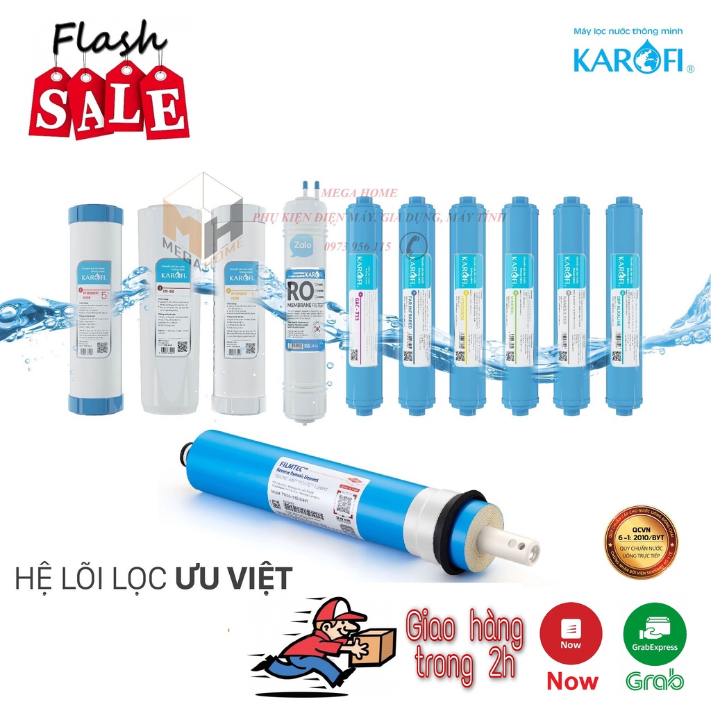 Lõi lọc nước karofi, bộ lõi lọc karofi 1-9 hàng chính hãng
