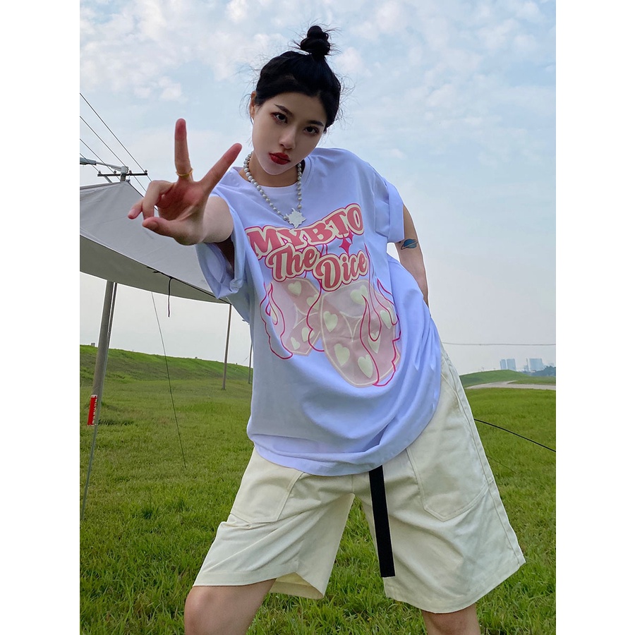 NRVP Áo Thun Nữ Oversize Cổ Tròn Thời Trang Hàn Quốc