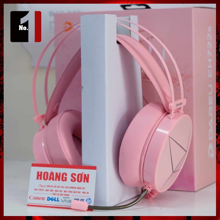 Tai Nghe Nhạc Headphone Gaming Chụp Tai DAREU EH722X Màu Hồng Led RGB Tai Nghe Game Thủ Có Mic Máy Vi Tính Laptop Pc